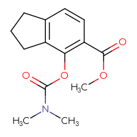 Chemical structure of methyl 4-[(dimethylcarbamoyl)oxy]-2,3-dihydro-1H-indene-5-carboxylate - CSSB21432565788