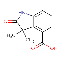 Chemical structure of 3,3-dimethyl-2-oxo-2,3-dihydro-1H-indole-4-carboxylic acid - CSSB02135423136