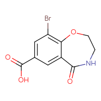 Chemical structure of 9-bromo-5-oxo-2,3,4,5-tetrahydro-1,4-benzoxazepine-7-carboxylic acid - CSSB00102724730