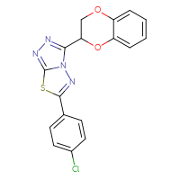 Chemical structure of 6-(4-chlorophenyl)-3-(2,3-dihydro-1,4-benzodioxin-2-yl)-[1,2,4]triazolo[3,4-b][1,3,4]thiadiazole - CSSB00121638031