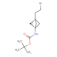 Chemical structure of tert-butyl N-[3-(2-bromoethyl)bicyclo[1.1.1]pentan-1-yl]carbamate - CSSB15247216453