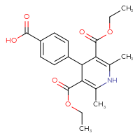 Chemical structure of 4-[3,5-bis(ethoxycarbonyl)-2,6-dimethyl-1,4-dihydropyridin-4-yl]benzoic acid - CSSB20539823482