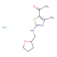 Chemical structure of 1-(4-methyl-2-{[(oxolan-2-yl)methyl]amino}-1,3-thiazol-5-yl)ethan-1-one hydrochloride - CSSB00025717677