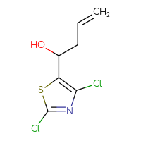 Chemical structure of 1-(2,4-dichloro-1,3-thiazol-5-yl)but-3-en-1-ol - CSSB02126007549