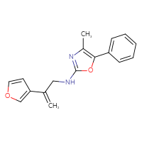 Chemical structure of N-[2-(furan-3-yl)prop-2-en-1-yl]-4-methyl-5-phenyl-1,3-oxazol-2-amine - CSSB21495869209