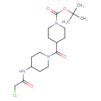 Chemical structure of tert-butyl 4-[4-(2-chloroacetamido)piperidine-1-carbonyl]piperidine-1-carboxylate - CSSB21332169452