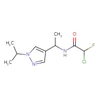 Chemical structure of 2-chloro-2-fluoro-N-{1-[1-(propan-2-yl)-1H-pyrazol-4-yl]ethyl}acetamide - CSSB21332122628