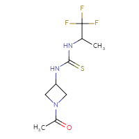 Chemical structure of 1-(1-acetylazetidin-3-yl)-3-(1,1,1-trifluoropropan-2-yl)thiourea - CSSB21432508618
