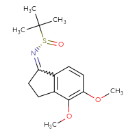 Chemical structure of (S)-N-(4,5-dimethoxy-2,3-dihydro-1H-inden-1-ylidene)-2-methylpropane-2-sulfinamide - CSSB21332856515