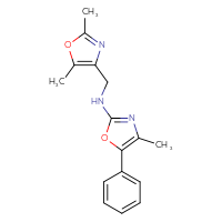 Chemical structure of N-[(2,5-dimethyl-1,3-oxazol-4-yl)methyl]-4-methyl-5-phenyl-1,3-oxazol-2-amine - CSSB21495862642