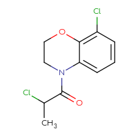 Chemical structure of 2-chloro-1-(8-chloro-3,4-dihydro-2H-1,4-benzoxazin-4-yl)propan-1-one - CSSB03540385788