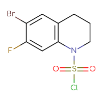 Chemical structure of 6-bromo-7-fluoro-1,2,3,4-tetrahydroquinoline-1-sulfonyl chloride - CSSB14968819135