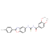 Chemical structure of 1-(3,4-dimethoxybenzoyl)-3-[2-(4-methylphenyl)-1,3-benzoxazol-5-yl]thiourea - CSSB00121706520