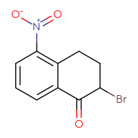 Chemical structure of 2-bromo-5-nitro-1,2,3,4-tetrahydronaphthalen-1-one - CSSB21043417174