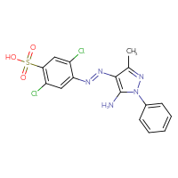 Chemical structure of 4-[(1E)-2-(5-amino-3-methyl-1-phenyl-1H-pyrazol-4-yl)diazen-1-yl]-2,5-dichlorobenzene-1-sulfonic acid - CSSB00016996783