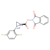 Chemical structure of rac-1,3-dioxo-2,3-dihydro-1H-isoindol-2-yl (1R,2R)-2-(2,5-difluorophenyl)cyclopropane-1-carboxylate - CSSB20270760312