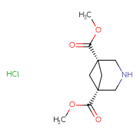 Chemical structure of 1,5-dimethyl (1s,5s)-3-azabicyclo[3.1.1]heptane-1,5-dicarboxylate hydrochloride - CSSB14813058974
