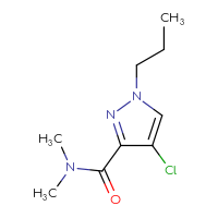 Chemical structure of 4-chloro-N,N-dimethyl-1-propyl-1H-pyrazole-3-carboxamide - CSSB01046928719