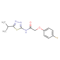 Chemical structure of 2-(4-fluorophenoxy)-N-[5-(propan-2-yl)-1,3,4-thiadiazol-2-yl]acetamide - CSSB00027824235