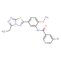 Chemical structure of 5-bromo-N-(5-{3-ethyl-[1,2,4]triazolo[3,4-b][1,3,4]thiadiazol-6-yl}-2-methoxyphenyl)pyridine-3-carboxamide - CSSB00121590278