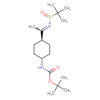 Chemical structure of tert-butyl N-[(1r,4r)-4-(1-{[(R)-2-methylpropane-2-sulfinyl]imino}ethyl)cyclohexyl]carbamate - CSSB21332860894