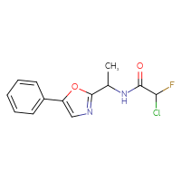 Chemical structure of 2-chloro-2-fluoro-N-[1-(5-phenyl-1,3-oxazol-2-yl)ethyl]acetamide - CSSB21332120898