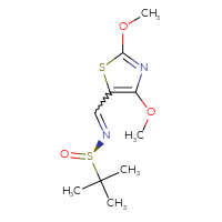 Chemical structure of (R)-N-[(2,4-dimethoxy-1,3-thiazol-5-yl)methylidene]-2-methylpropane-2-sulfinamide - CSSB00039246859