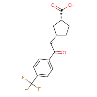 Chemical structure of (1R,3S)-3-{2-oxo-2-[4-(trifluoromethyl)phenyl]ethyl}cyclopentane-1-carboxylic acid - CSSB00025763874