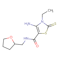 Chemical structure of 4-amino-3-ethyl-N-[(oxolan-2-yl)methyl]-2-sulfanylidene-2,3-dihydro-1,3-thiazole-5-carboxamide - CSSB00026746554