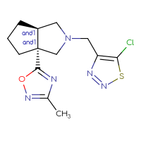 Chemical structure of rac-5-[(3aR,6aR)-2-[(5-chloro-1,2,3-thiadiazol-4-yl)methyl]-octahydrocyclopenta[c]pyrrol-3a-yl]-3-methyl-1,2,4-oxadiazole - CSSS02516574408