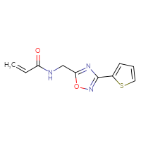 Chemical structure of N-{[3-(thiophen-2-yl)-1,2,4-oxadiazol-5-yl]methyl}prop-2-enamide - CSSB01473156459