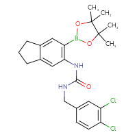 Chemical structure of 1-[(3,4-dichlorophenyl)methyl]-3-[6-(4,4,5,5-tetramethyl-1,3,2-dioxaborolan-2-yl)-2,3-dihydro-1H-inden-5-yl]urea - CSSB21332114766