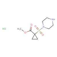 Chemical structure of methyl 1-(piperazine-1-sulfonyl)cyclopropane-1-carboxylate hydrochloride - CSSB21509464853