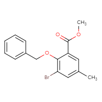 Chemical structure of methyl 2-(benzyloxy)-3-bromo-5-methylbenzoate - CSSB02495541792