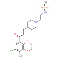Chemical structure of N-(2-{4-[3-(8-amino-7-chloro-2,3-dihydro-1,4-benzodioxin-5-yl)-3-oxopropyl]piperidin-1-yl}ethyl)methanesulfonamide - CSSB00102646899