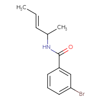 Chemical structure of 3-bromo-N-[(3E)-pent-3-en-2-yl]benzamide - CSSB21432463935