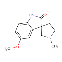 Chemical structure of 5-methoxy-1'-methyl-1,2-dihydrospiro[indole-3,3'-pyrrolidin]-2-one - CSSB00102571025