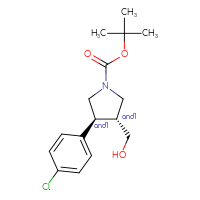 Chemical structure of rac-tert-butyl (3R,4S)-3-(4-chlorophenyl)-4-(hydroxymethyl)pyrrolidine-1-carboxylate - CSSB20620694796