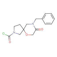 Chemical structure of 9-benzyl-8-oxo-6-oxa-2,9-diazaspiro[4.5]decane-2-carbonyl chloride - CSSB15005990254