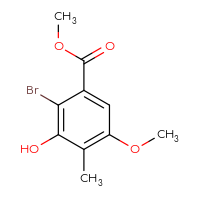 Chemical structure of methyl 2-bromo-3-hydroxy-5-methoxy-4-methylbenzoate - CSSB00032424952