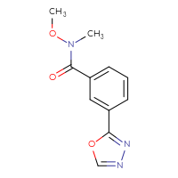 Chemical structure of N-methoxy-N-methyl-3-(1,3,4-oxadiazol-2-yl)benzamide - CSSB00990263597