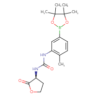 Chemical structure of 1-[2-methyl-5-(4,4,5,5-tetramethyl-1,3,2-dioxaborolan-2-yl)phenyl]-3-[(3S)-2-oxooxolan-3-yl]urea - CSSB21245997207