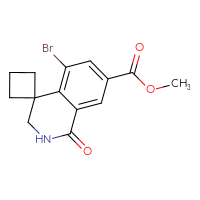 Chemical structure of methyl 5'-bromo-1'-oxo-2',3'-dihydro-1'H-spiro[cyclobutane-1,4'-isoquinoline]-7'-carboxylate - CSSB20621662947