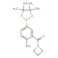 Chemical structure of 1-[2-methyl-5-(4,4,5,5-tetramethyl-1,3,2-dioxaborolan-2-yl)benzoyl]azetidine - CSSB02519442990