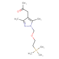 Chemical structure of 1-(3,5-dimethyl-1-{[2-(trimethylsilyl)ethoxy]methyl}-1H-pyrazol-4-yl)propan-2-one - CSSB21332174021