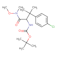 Chemical structure of tert-butyl N-[2-(4-chlorophenyl)-1-[methoxy(methyl)carbamoyl]-2-methylpropyl]carbamate - CSSB21151589703