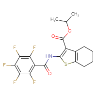 Chemical structure of propan-2-yl 2-(2,3,4,5,6-pentafluorobenzamido)-4,5,6,7-tetrahydro-1-benzothiophene-3-carboxylate - CSSB00121672280