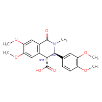 Chemical structure of rac-(3R,4R)-3-(3,4-dimethoxyphenyl)-6,7-dimethoxy-2-methyl-1-oxo-1,2,3,4-tetrahydroisoquinoline-4-carboxylic acid - CSSB21414507081