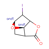 Chemical structure of rac-(1R,7R)-2-iodo-4,8-dioxatricyclo[4.2.1.0³,⁷]nonan-5-one - CSSB21291559677