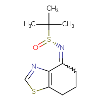 Chemical structure of (R)-2-methyl-N-(4,5,6,7-tetrahydro-1,3-benzothiazol-4-ylidene)propane-2-sulfinamide - CSSB02498767577